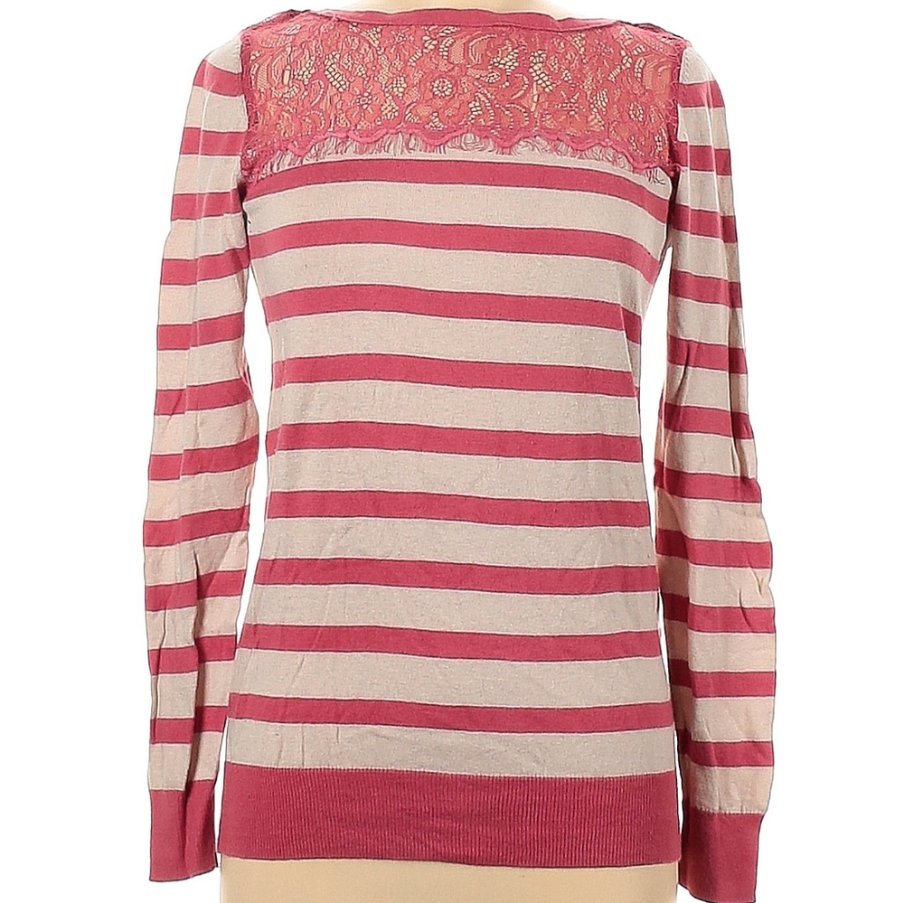 Lauren Conrad Lace Pink Striped Sweater